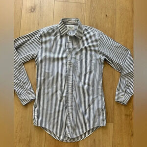 Vintage university oxford navy and white striped button down pin point Oxford